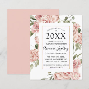 Budget Pink Floral Gradual Party Uitnodiging