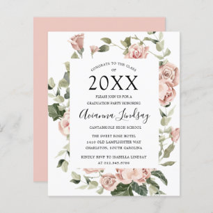 Budget Pink Floral Gradual Party Uitnodiging