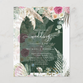 BUDGET Pink Floral Pampas Grass Wedding Flyer