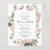 Budget Pink Floral Post Wedding Brunch Uitnodiging (Voorkant)