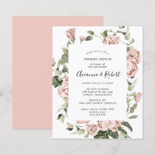 Budget Pink Floral Post Wedding Brunch Uitnodiging
