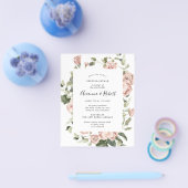 Budget Pink Floral Post Wedding Brunch Uitnodiging Flyer (Enkel)