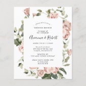 Budget Pink Floral Post Wedding Brunch Uitnodiging Flyer (Voorkant)