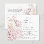 Budget Pink Floral QR Wedding Evening Party nodigt (Voorkant / Achterkant)