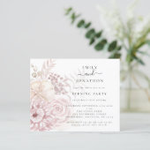 Budget Pink Floral QR Wedding Evening Party nodigt (Staand voorkant)
