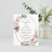Budget Pink Floral Sweet 16 Party Invitation (Staand voorkant)