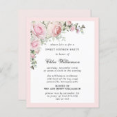 Budget Pink Floral Sweet 16 Party Invitation (Voorkant / Achterkant)