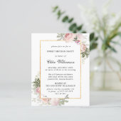 Budget Pink Floral Sweet 16 Party Invitation (Staand voorkant)