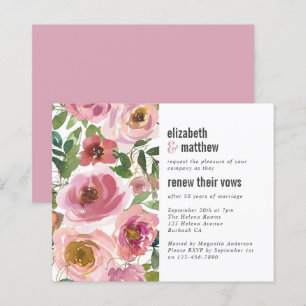 Budget Pink Floral Vow Renewal Uitnodiging