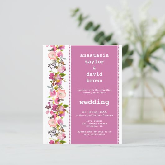 Budget Pink Floral Weddenschap (Staand voorkant)