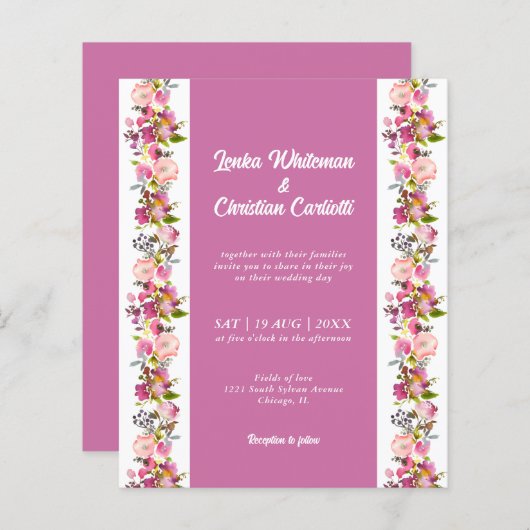 Budget Pink Floral Weddenschap (Voorkant / Achterkant)