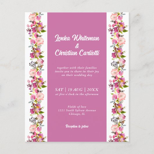 Budget Pink Floral Weddenschap (Voorkant)