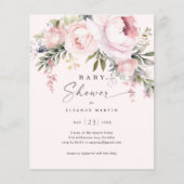 Budget Pink Flowers Tuin Baby shower Invitation (Voorkant)
