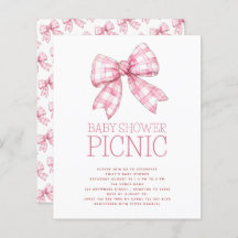 Budget Pink Gingham Bow Baby shower Picnic