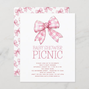 Budget Pink Gingham Bow Baby shower Picnic