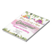 Budget Pink Girl Dinosaur Birthday Notitieblok (Linkerzijde)