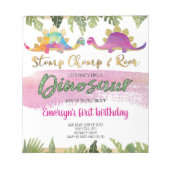 Budget Pink Girl Dinosaur Birthday Notitieblok (Voorkant)