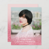 BUDGET PINK Glitter Ombre Girly Foto Afstuderen (Voorkant / Achterkant)