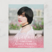 BUDGET PINK Glitter Ombre Girly Foto Afstuderen (Voorkant)