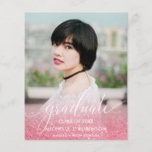 BUDGET PINK Glitter Ombre Girly Foto Afstuderen