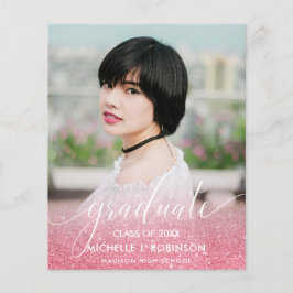 BUDGET PINK Glitter Ombre Girly Foto Afstuderen