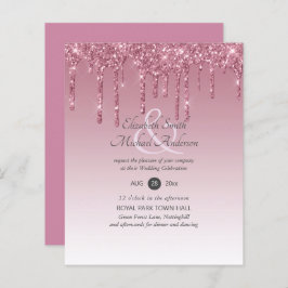 BUDGET Pink Glitter Wedding Invitting
