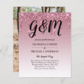 BUDGET Pink Glitter Wedding Invitting (Voorkant / Achterkant)