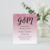 BUDGET Pink Glitter Wedding Invitting (Staand voorkant)