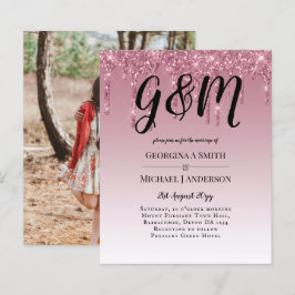 BUDGET Pink Glitter Wedding Invitting