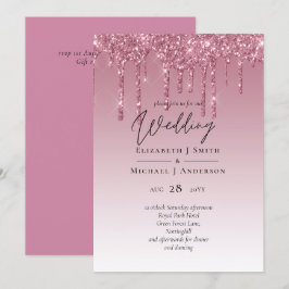BUDGET Pink Glitter Wedding Invitting
