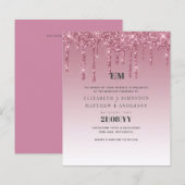 BUDGET Pink Glitter Wedding Invitting (Voorkant / Achterkant)