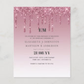 BUDGET Pink Glitter Wedding Invitting (Voorkant)