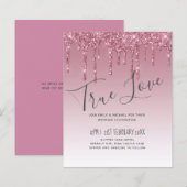 BUDGET Pink Glitter Wedding Invitting (Voorkant / Achterkant)