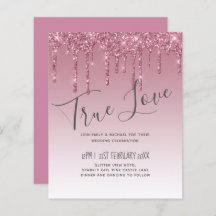 BUDGET Pink Glitter Wedding Invitting
