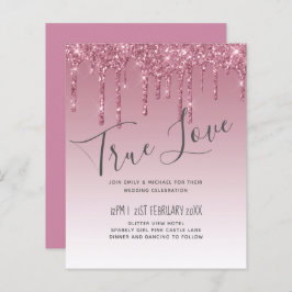 BUDGET Pink Glitter Wedding Invitting