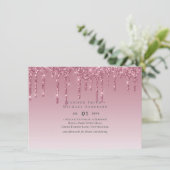 BUDGET Pink Glitter Wedding Invitting (Staand voorkant)