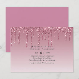BUDGET Pink Glitter Wedding Invitting