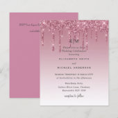 BUDGET Pink Glitter Wedding Invitting (Voorkant / Achterkant)