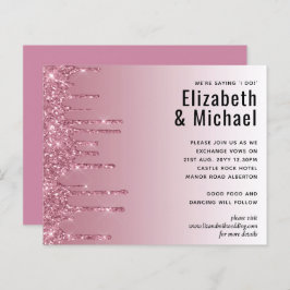BUDGET Pink Glitter Wedding Invitting