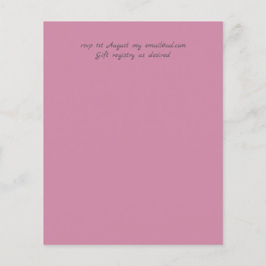 BUDGET Pink Glitter Wedding Invitting (Achterkant)