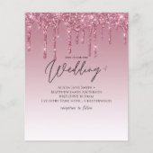 BUDGET Pink Glitter Wedding Invitting (Voorkant)