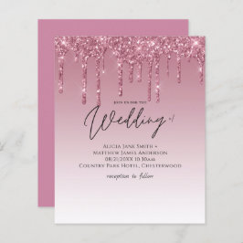 BUDGET Pink Glitter Wedding Invitting