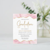 Budget Pink Gold Agate Graduation Party Uitnodigin (Staand voorkant)
