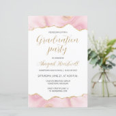 Budget Pink Gold Agate Graduation Party Uitnodigin (Staand voorkant)