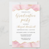 Budget Pink Gold Agate Graduation Party Uitnodigin (Voorkant)