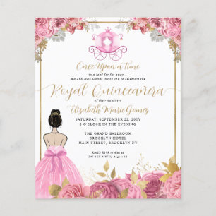 Budget Pink Gold Cinderella Royal Quinceanera
