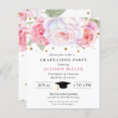 Budget Pink Gold Floral Afstuderen (Voorkant / Achterkant)