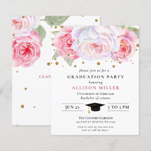 Budget Pink Gold Floral Afstuderen