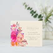Budget Pink Gold Floral Engagement Party nodigt ui (Staand voorkant)