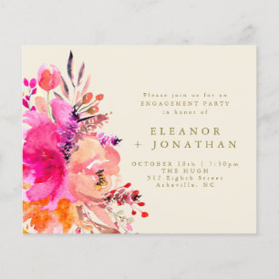 Budget Pink Gold Floral Engagement Party nodigt ui
